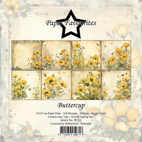 Paper Favourites Buttercup 3x8design 15x15cm 200g